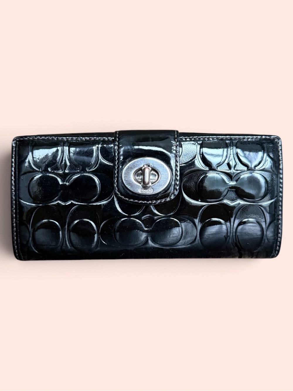 Coach Madison Black Patent Leather Wallet w/ Turquoise Lining | Like New